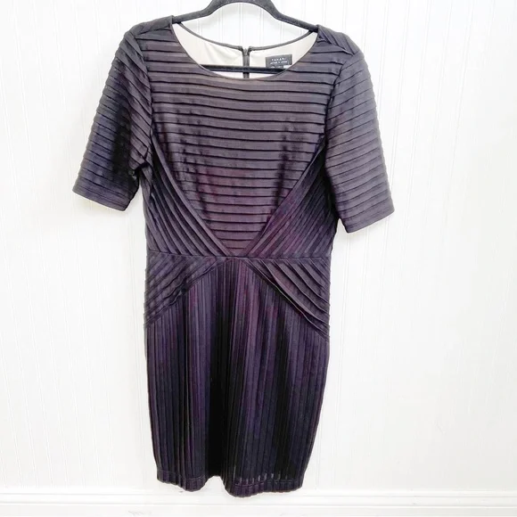 tahari asl black dress Tahari ASL Women's Black Tiered Collared Button-Snap Flutter Sleeve Dress Size 6